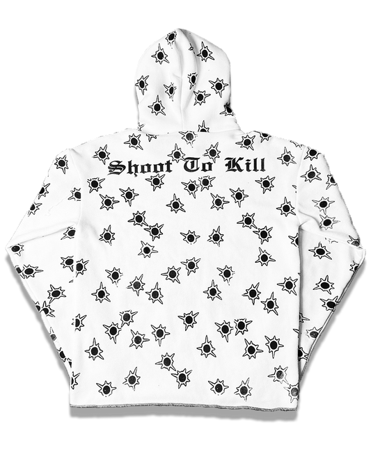 White Shoot to Kill Hoodie